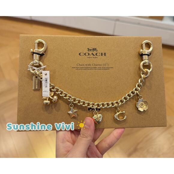 NWT COACH Gold Swagger Chain With Charms In Gold CAX00 Gold/Gold - Picture 1 of 6